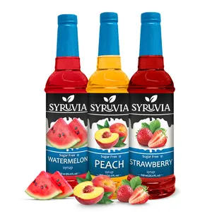 Syruvia Sugar Free Variety Pack - Watermelon, Peach & Strawberry Syrup 25.4 Fl oz (3-Pack)