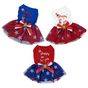 4th of July Dog Dress, Patriotic Tutu for Small Dogs, Red White Blue Outfit