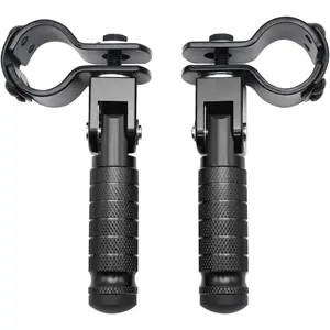 Foldable Motorcycle Foot Rests-Front and Rear Foot Pegs, Anti-Skid, 90 Degree Fixed Folding, for Motorcycle, Electric Car, Bicycle (Black)