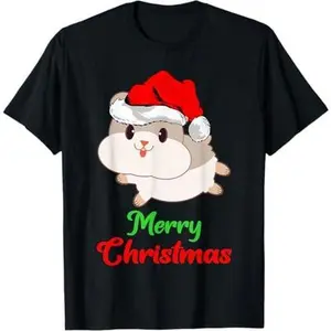 Merry Christmas Xmas Santa Hat Cute Hamster Christmas T-Shirt