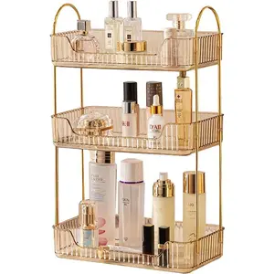 Luxury Skincare Organizer - 3 Tier ABS Plastic Counter Tray for Cosmetics Shampoo & Makeup - Modern Design for Dresser Vanity & Spice Rack - Easy Assembly & Versatile Use Boxes Kitchen