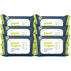 Goodwipes Flushable Butt Wipes Made with Vitamin E & Aloe - Soft & Gentle Wet Wipe Dispenser for Home Use, Septic & Sewer Safe - Largest Adult Toilet Towelettes - Cedar, 360 Count (6 Packs)