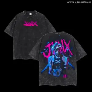 Jinx Arcane Retro Limited Vintage Lightweight Washed Tee with Full Size - Perfect Gift for Game Fans and Lovers