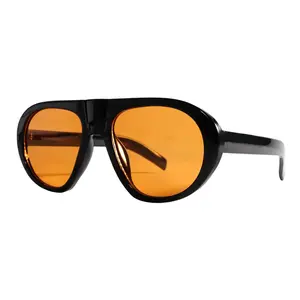 Retro Pilot Oval Sunglasses for Women Men Trendy 70s 90s Vintage Thick Frame Sun Glasses