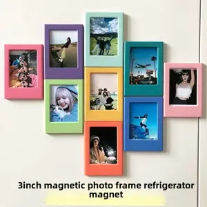 10 Pieces Suit 3-Inch Polaroid Picture Frame Set Photo Frame Refridgerator Magnets Magnetic Photo Frame Internet Celebrity Ins Style Photo Fixture Frame DIY Card Magnetic Photo Frame Home Decor Accessory