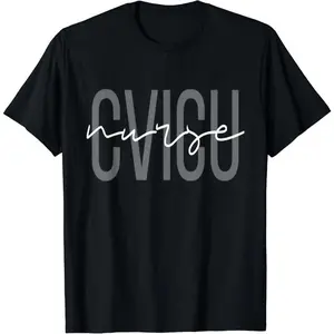 100% Cotton CVICU Nurse Cardiac Nurse Registered Nurse T-Shirt Round Neck Short Sleeve T-Shirt Women's Men Graphic Tee