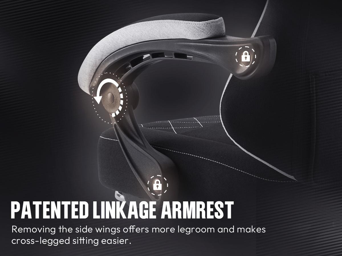 Dowinx Fabric Gaming Chair, Ergonomic Computer Chair with Footrest and Pocket Spring Cushion, Height Adjustable Video Gamer Chair with Lumbar Support for Adults