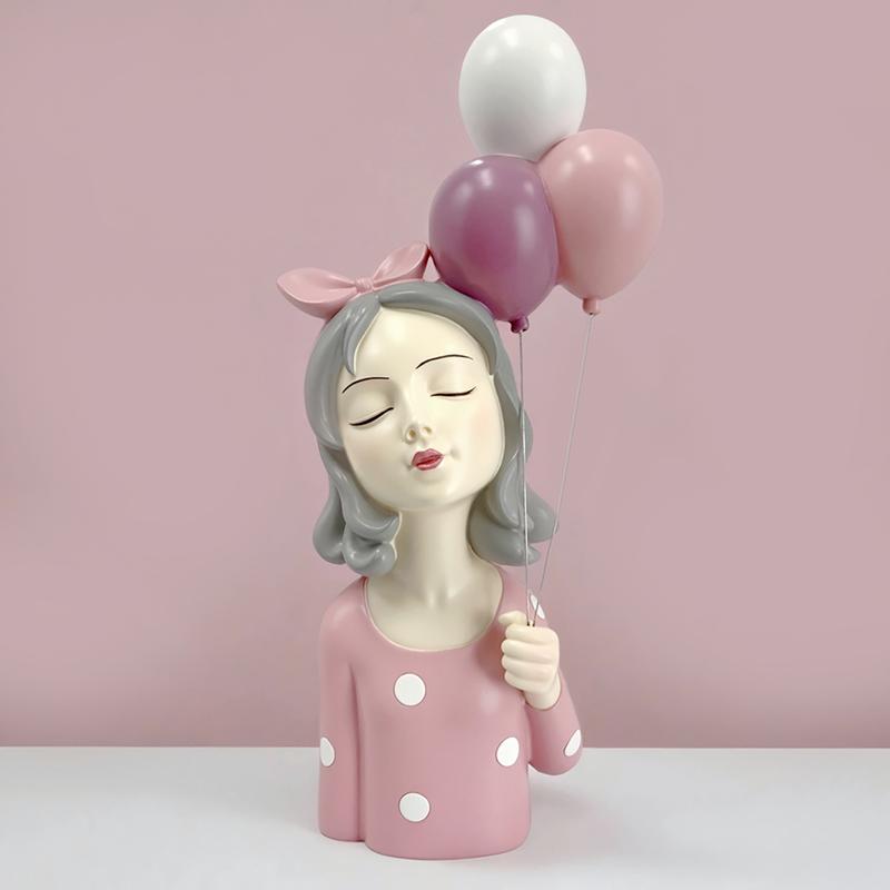 Charming Pink Girl Statue Set - Cute Resin Home Decor, Tabletop Ornament, and Sweet Gift, perfect for placing on a desk or shelf, and an ideal birthday gift for best friends and loved ones.