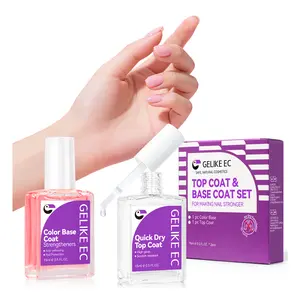 Gelike EC Top and Base Coat : Clear Ridge Filler Base and Top Coat 60s Quick Dry Nail Hardener Extra Strong Nail Polish for Weak Peeling Nails Strengthener and Growth