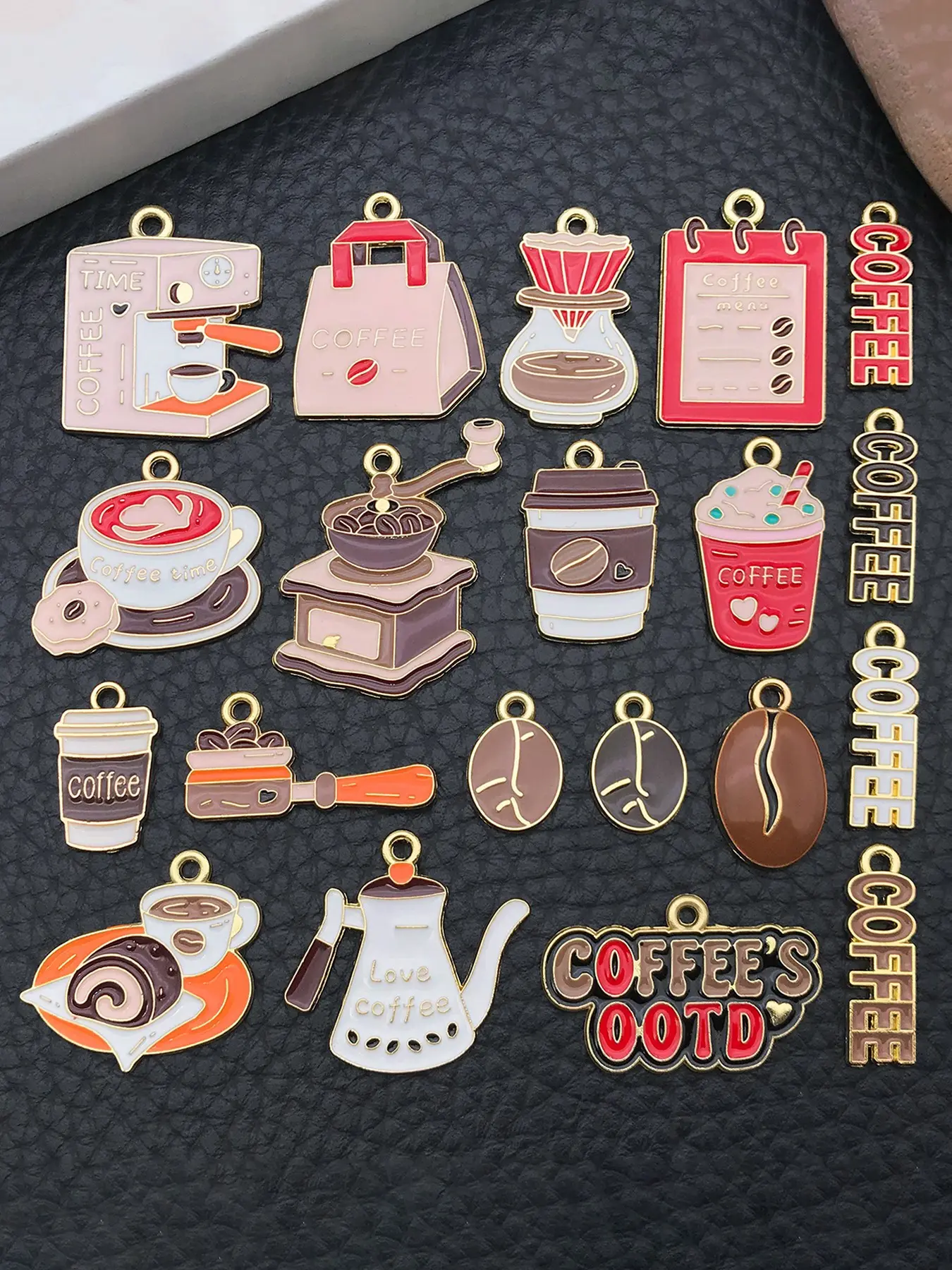 20pcs Coffee Theme Charms Artistic Coffee Cup, Mug & Coffee Maker Pendants, Coffee Bean Ornaments, Alloy Tea Cup & Cat Series, DIY Jewelry Making Supplies, Diy With Charms, Diy Jewelry Accessories