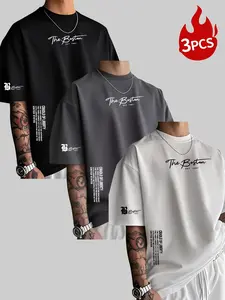 Men's Breathable Short Sleeve T-Shirts, Moisture-Wicking Round Neck, Loose-Fitting Casual Crewneck Tees, Plus Size, Bulk Pack Discount, Casual Fit Comfy