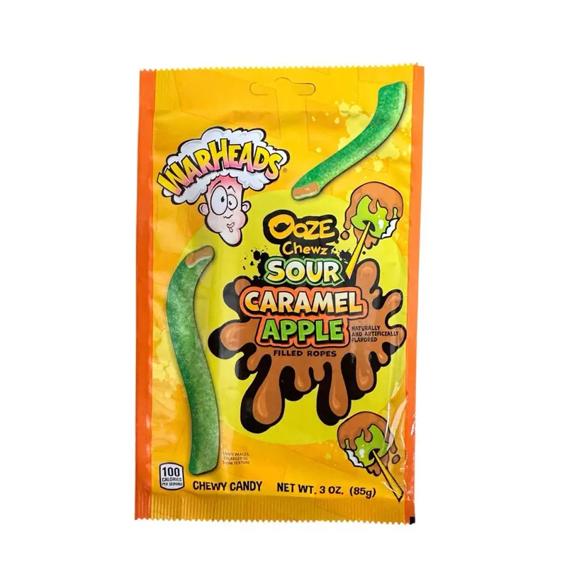 Warhead Ooze Chewz Sour Caramel Apple Filled Ropes Flavor Candy- 1 Bag (3 oz) Warhead Ooze Chewz Sour Caramel Apple Filled Ropes Flavor Candy- 1 Bag (3 oz)