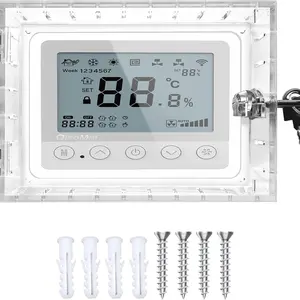 Universal Thermostat Lock Box with Key,Clear Large Thermostats Guard for Thermostat on Wall,Thermostat Cover Fits Thermostats 6.5" H x 4.72" W x 1.97" D or Smaller (1 Set)