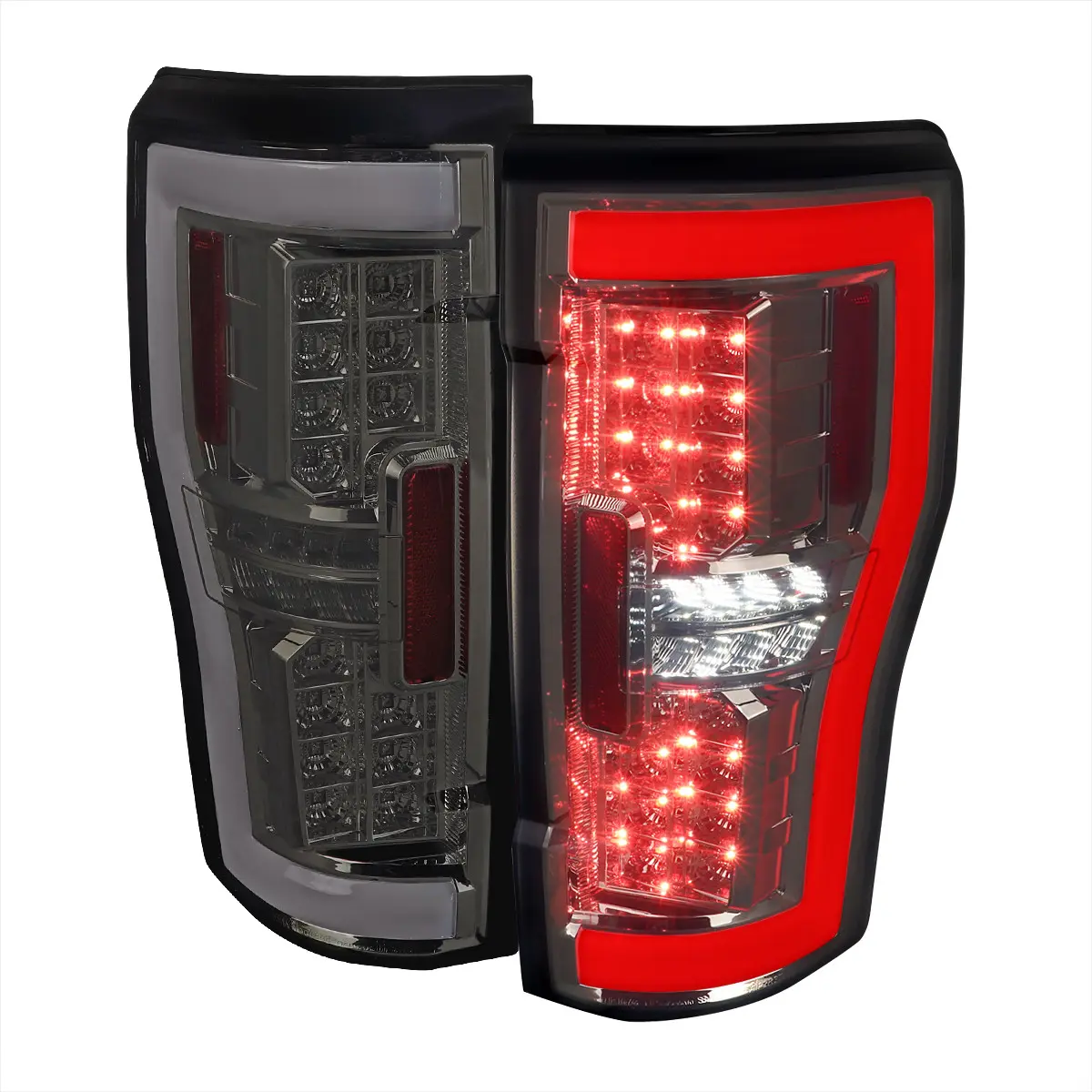 2017-2019 Ford F-250/F-350/F-450/F-550 Super Duty LED Bar Tail Lights (Chrome Housing/Smoked Lens)