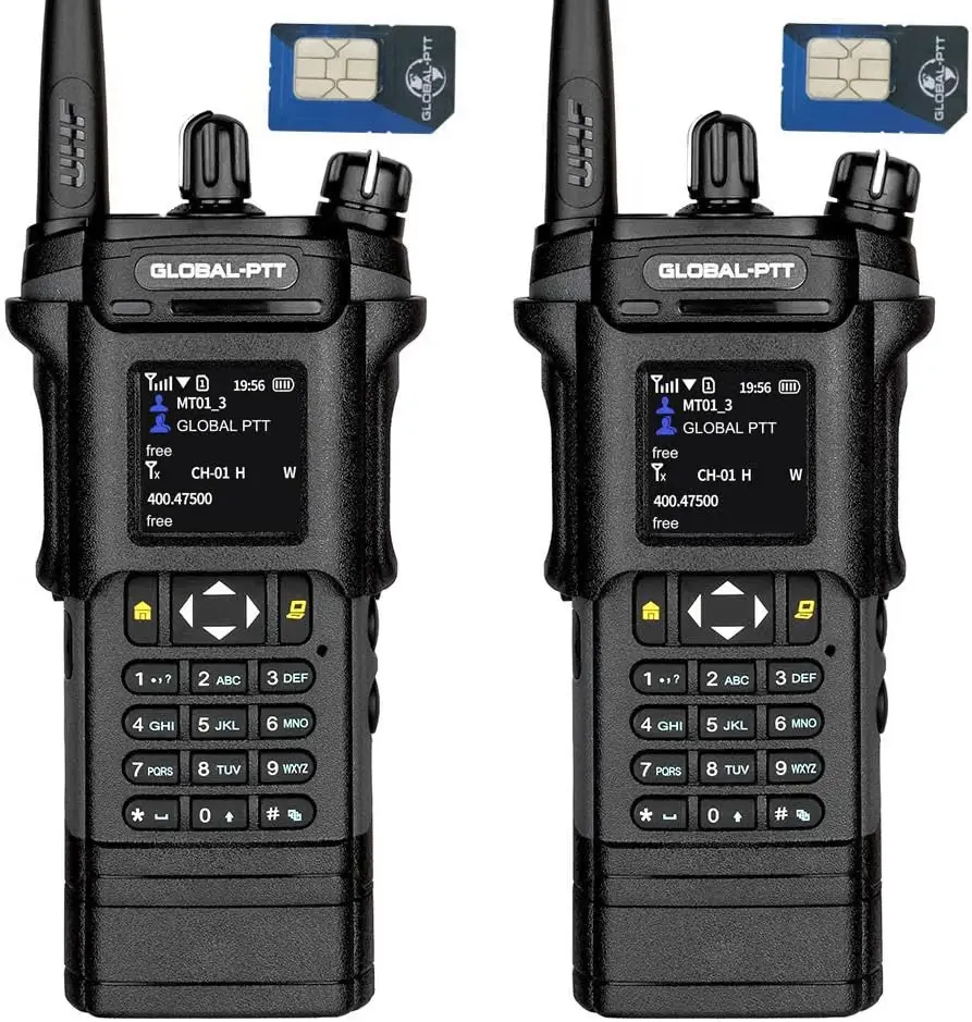 GLOBAL-PTT 5288 Essential Portable Walkie Talkie - 4G LTE POC & UHF (400-520 MHz) Dual-Mode Radio, IP54 Rated, 4000 mAh Removable Li-Ion Battery, 120 Hours Standby, 4-5 Hours Charging, USB-C Charger, Yearly Data SIM Card, 30 Days Return