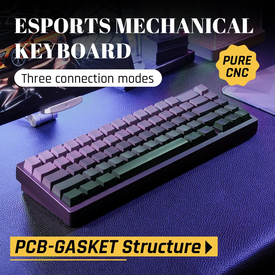 67-Key CNC Aluminum Alloy Mechanical Gaming Keyboard — Tri-mode PCB, Gasket Mount, and Hot-swappable RGB Keyboard for PC Gamers