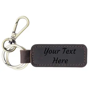 Custom keychain - rectangle wood/leather engraving