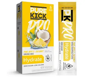 PURE KICK PRO Hydration Electrolyte Drink Mix, Pineapple Coconut, Includes 1 Box with 6 Packets in Each Box Healthcare Sugar