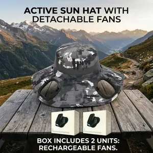 Hat with built-in fan, fan hat, wide-brimmed hat, equipped with two fans and dual USB charging, unisex fishing hat, men's fan hat, suitable for outdoor activities and rock climbing, a top choice for Father's Day gift