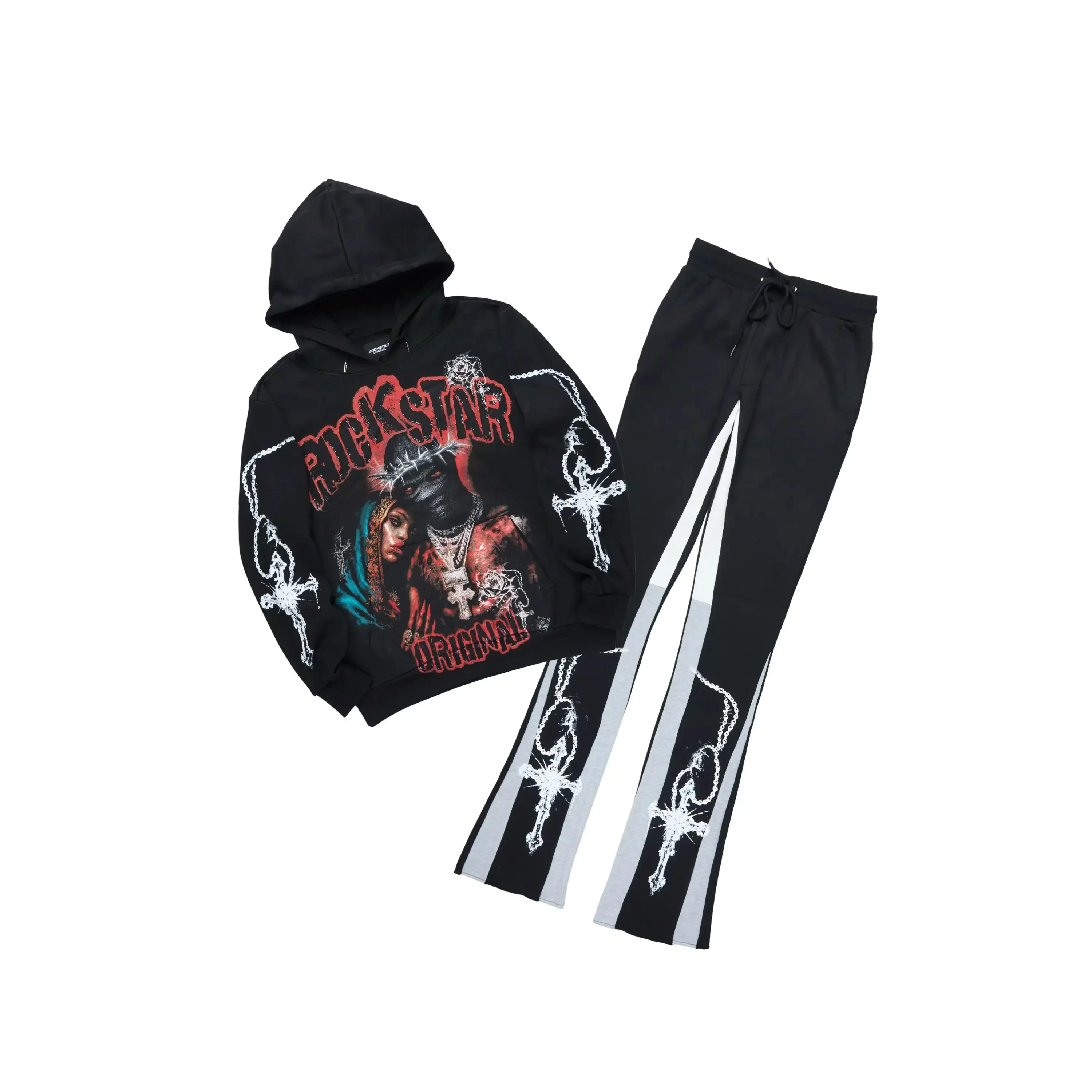 Vontae Black/Grey Hoodie/Stacked Flare Track Set