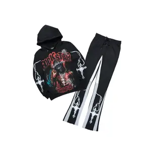 Vontae Black/Grey Hoodie/Stacked Flare Track Set