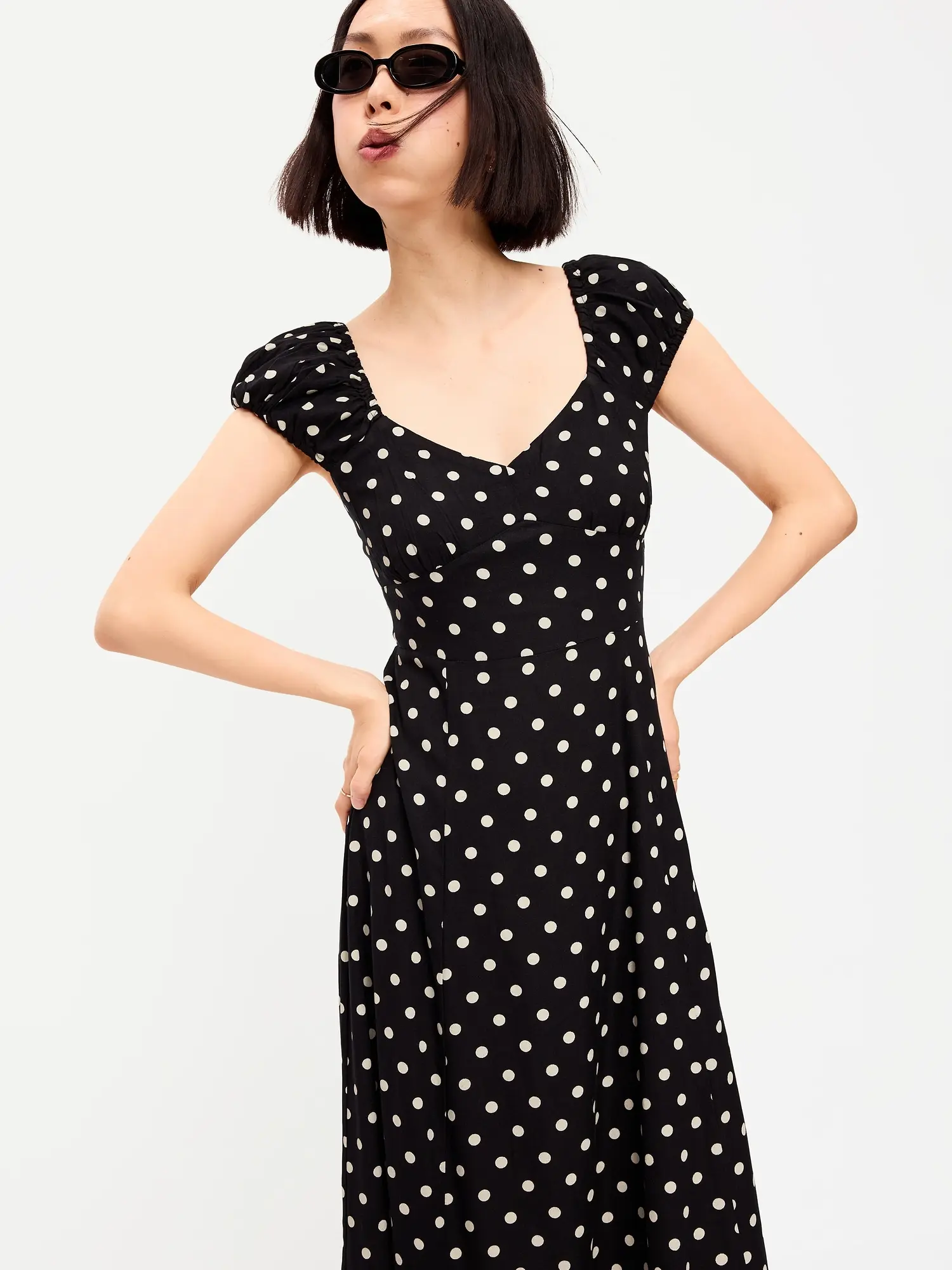 Old Navy Women's Short-Sleeve Fit & Flare Midi Dress - TikTok Shop