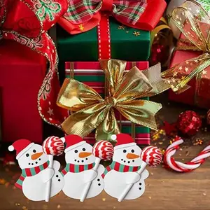100/50 pcs Christmas Lollipop Paper Labels, Snowman Candy Cookie Chocolate Packaging Cards, Creative DIY Decorative Tags, Party Supplies