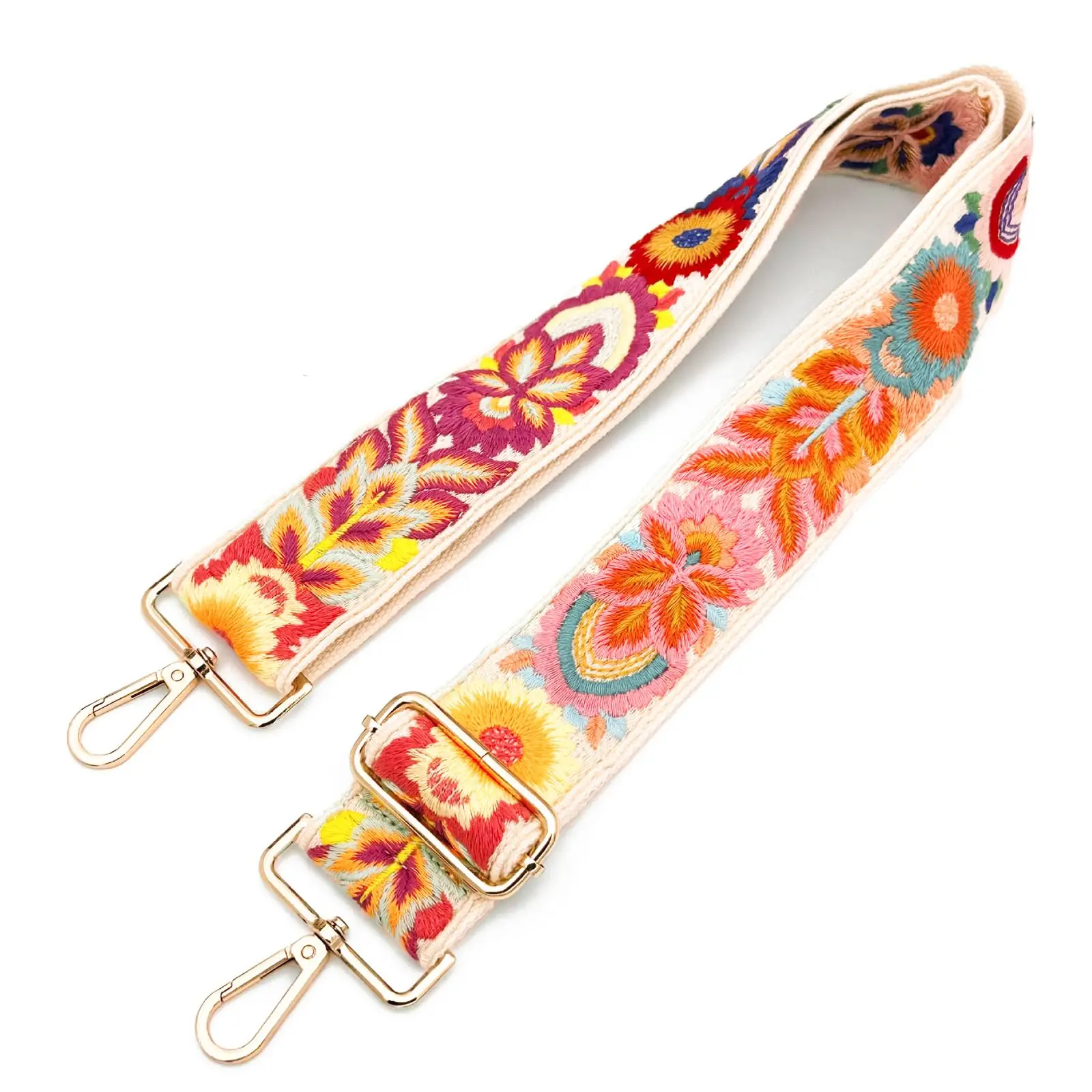 Knit Wide Embroidery Flower Straps Purse Strap Replacement Crossbody For Shoulder Bag Adjustable Guitar