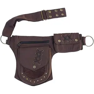 Bag for Women Fanny Pack Renaissance Faire Festival Lace Chest Pack  Bum Bag with Adjustable Belt Travel Outdoors Brown