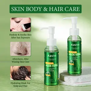Aavini Pure Organic Aloe Vera Gel Made within 12 Hours of Harvest for Face, Body, Scalp, & Hair - Soothing Hydrating Aloe Gel, 3.72oz Gentle Skincare