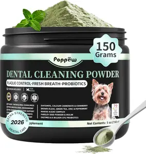 Dog Dental Powder – Teeth Cleaning Powder with 6B CFU Probiotics, Enzymes & Antioxidants, Plaque & Tartar Off, Fresh Breath Support, 75 Days, Mint Chicken Flavor, No Brushing Oral Care