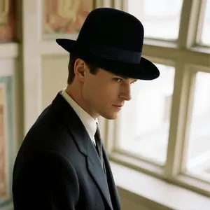 Men's Vintage Elegant Bowler Dome Hat Retro Short Brim Fedora Hat with Hatband