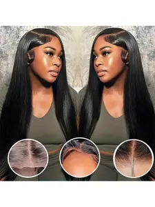 Wear and Go Glueless Wigs Human Hair Pre Plucked Pre Cut 180% Density 4x4 Lace Frontal Wigs Ready to Wear Glueless Human Hair Wigs Straight for Black Women