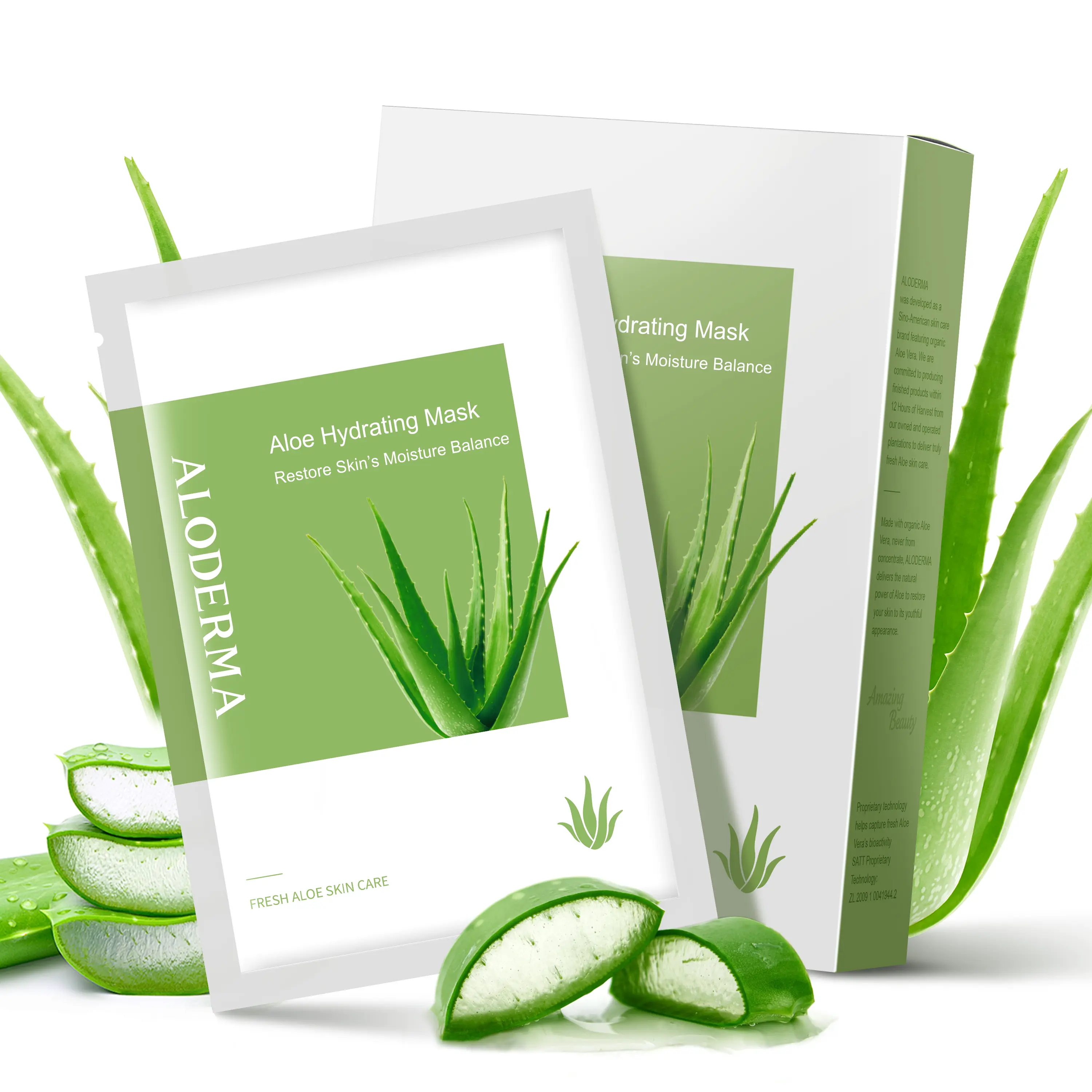 ALODERMA Hydrating Aloe Sheet Face Masks, 5-Pack, Made with Organic Aloe Vera, Hyaluronic Acid & Bergamot Oil to Moisturize & Restore Skin's Balance