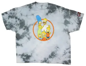The Simpsons Men's Silly Family Picture Tie-Dye Adult Graphic T-Shirt