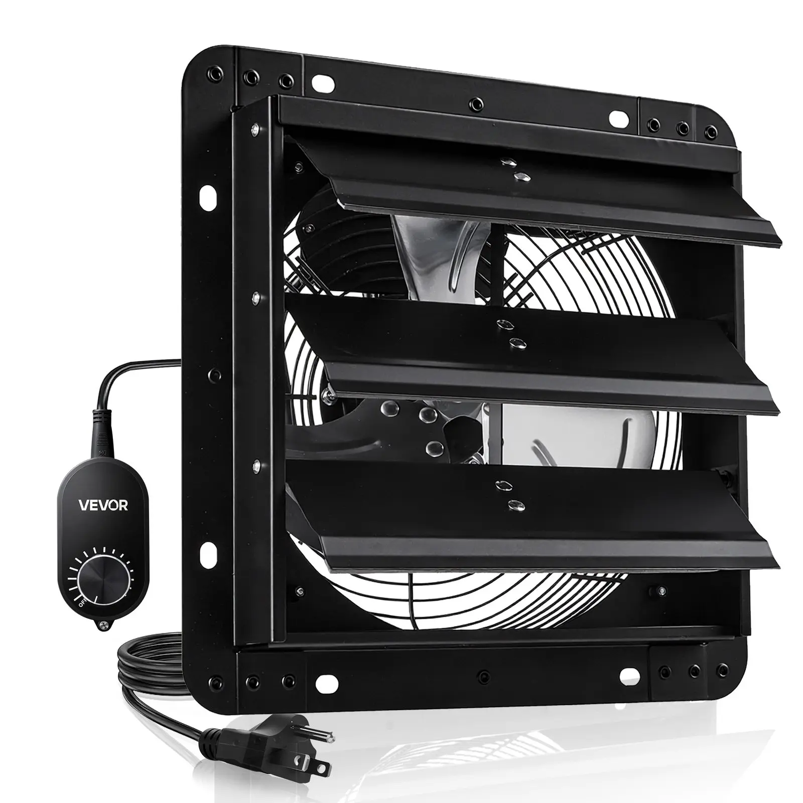 【Summerfinds】VEVOR 10-in Turbine Ventilator, Wall-Mount Fan, Attic Exhaust Fan with Variable Speed Controller, 900 CFM Max AC Motor, Heavy-Duty Steel Frame, Low Noise, 45W, 8.04 lbs, 12.80x12.80x7.09 in, Shutters Block Rain, for Sheds/Garages
