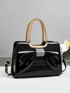 Fashion Bow Vintage Crossbody Handbag, Multifunctional Large Capacity Shoulder Bag, Stylish Design, New Women's Square Bag for Travel Shopping, Classic Shoulder Bag