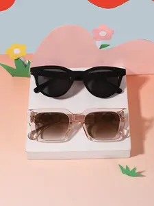 Sweet Square Frame Casual Trendy Fashion Girly Glasses for Kids 4-8 Years, Lightweight Durable, Perfect for Daily and Holiday Parties