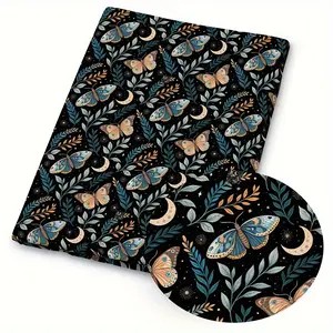 1-Piece Pack of Moth-Print Fabric - 59×19.68 inches (150×50 cm) Pre-cut Polyester Fabric with Mysterious Moth Pattern - Ideal for DIY sewing, scrapbooking, tablecloths, and crafts