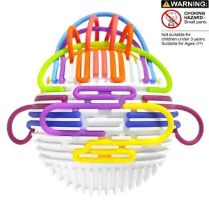 Colorful Stress Relief Ball Toy, 1 Set Including 1 Count Detachable Ball & 16pcs 8 Colors Silicone Ropes, Sensory Activity Ball for  Birthday & Holiday Gifts