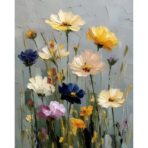 Stamped Cross Stitch Kits for Beginners,Counted Embroidery Craft Kits for Adults,Needlepoint Kits for Adults,Wild Flowers Wall Art 11.8X15.8In