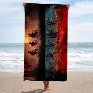 Stranger Things Bike Print Ultra-Fine Fiber Quick-Dry Beach Towel, Absorbent Fast-Drying Lint-Free Bath Sheet, Portable Vacation Towel