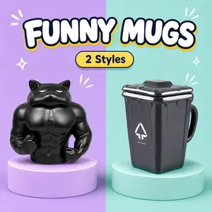 UFORU  Funny mugs,Trash Can Ceramic Cups, American Beverages, Hot Tea, Iced Coffee, Cold Boiled, Cocoa, Milk, No Power Required, Ceramic Classic Beverages Water Bottles