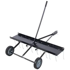 40-Inch Tow-Behind Lawn Dethatcher & Landscape Rake, Heavy-Duty Steel Tine Attachment for Riding Mower Tractors, Rust-Proof Tines, 40.00x41.20x45.00 Inch Outdoor Garden Tool