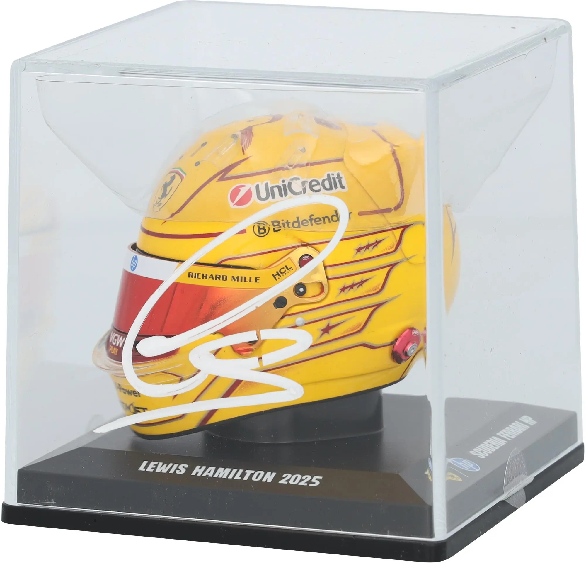 Lewis Hamilton Scuderia Ferrari Autographed F1 Yellow 25 Champs Mini Helmet - Fanatics Authentic Certified