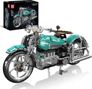 Mould King 23004 MOC Technology Creative American Motorcycles Toy Contraption: Motorcycle 1971 Parts Technology Clamping Building Blocks Kit DIY Model Car Blocks Set