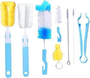 7PCS Stainless Steel Baby Bottle Cleaning Brush Set - BPA-Free Milk Bottle & Nipple Cleaner Kit, with Straw Brushes and Holder for Safe Home Care Cleaning