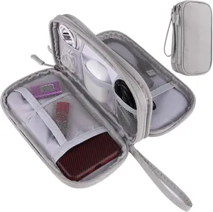 Electronic Organizer Travel Cable Accessories BagPouch Portable Waterproof Storage Bag Electronic Organizer Case for Cable, Mouse,USB Cable,Power Bank,Cord, Charger, Phone, Earphone,Grey