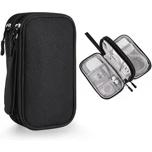 Travel Organizer Bag Cable Storage Pouch Carry Case Portable Waterproof Double Layers with random internal layout