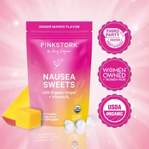 Pink Stork Organic Sweets with Vitamin B6 | 3 Flavors Available | Stomach Comfort Support, Pregnancy-Friendly, 30 Candies